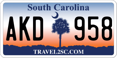 SC license plate AKD958