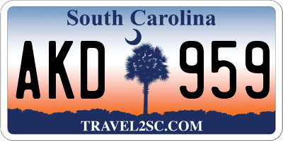 SC license plate AKD959
