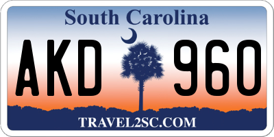 SC license plate AKD960