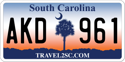 SC license plate AKD961