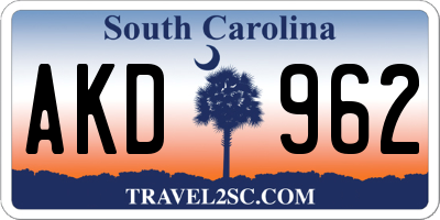 SC license plate AKD962