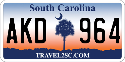 SC license plate AKD964