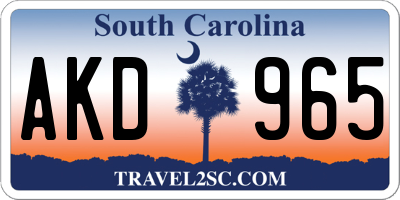SC license plate AKD965