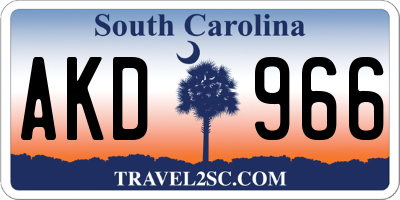 SC license plate AKD966