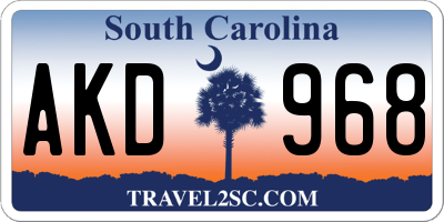 SC license plate AKD968