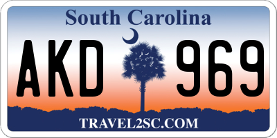 SC license plate AKD969