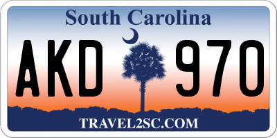 SC license plate AKD970