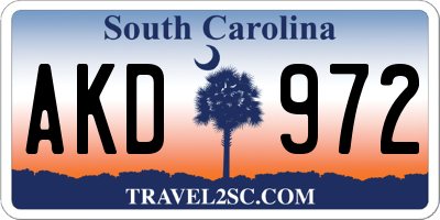SC license plate AKD972