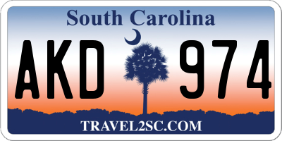 SC license plate AKD974