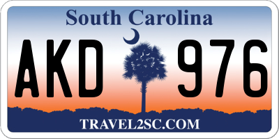 SC license plate AKD976