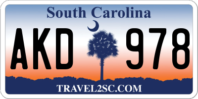 SC license plate AKD978