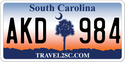 SC license plate AKD984