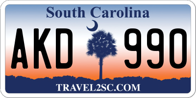 SC license plate AKD990
