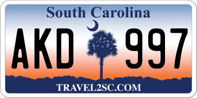 SC license plate AKD997