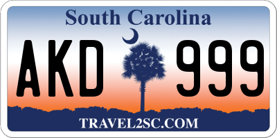 SC license plate AKD999