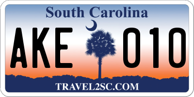 SC license plate AKE010