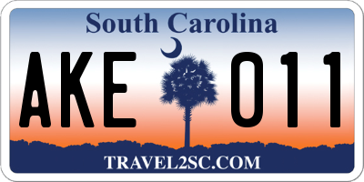 SC license plate AKE011
