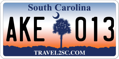SC license plate AKE013