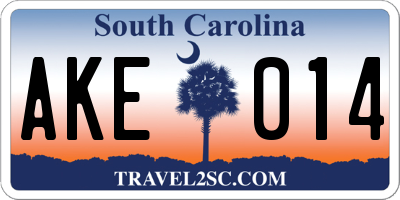 SC license plate AKE014
