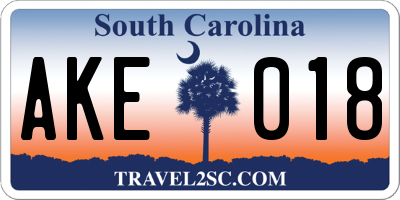 SC license plate AKE018