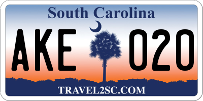 SC license plate AKE020