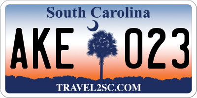 SC license plate AKE023
