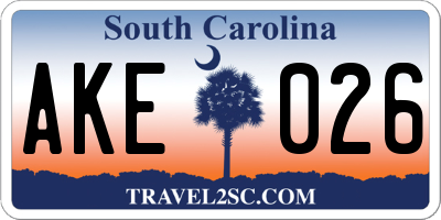 SC license plate AKE026