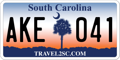 SC license plate AKE041