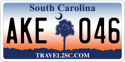 SC license plate AKE046