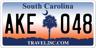 SC license plate AKE048