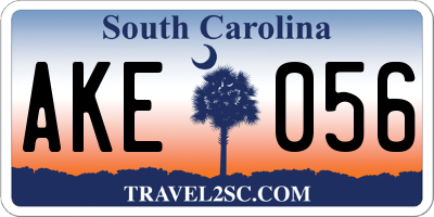 SC license plate AKE056
