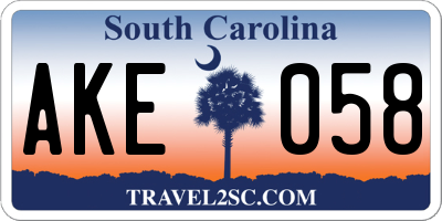 SC license plate AKE058
