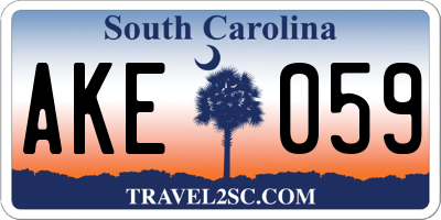 SC license plate AKE059