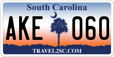 SC license plate AKE060