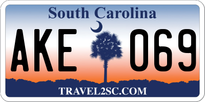 SC license plate AKE069