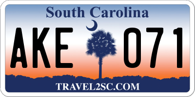 SC license plate AKE071