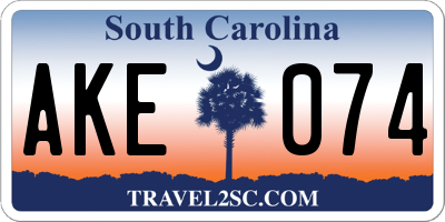 SC license plate AKE074