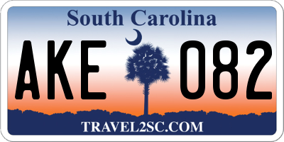 SC license plate AKE082