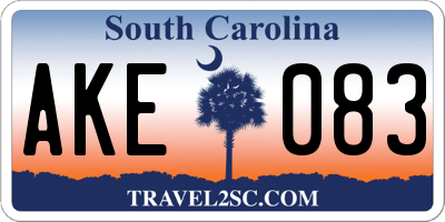 SC license plate AKE083