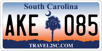 SC license plate AKE085