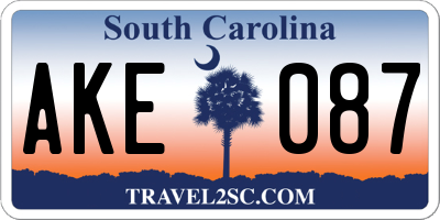 SC license plate AKE087