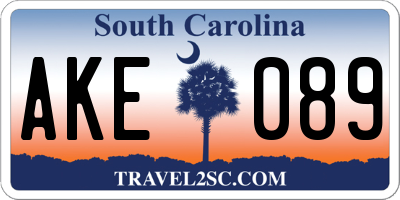 SC license plate AKE089