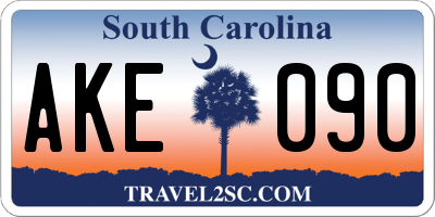 SC license plate AKE090
