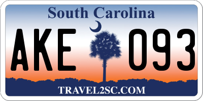 SC license plate AKE093