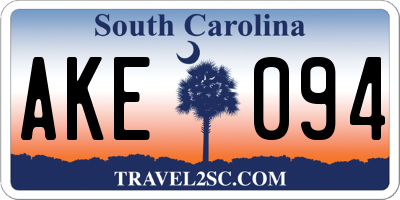 SC license plate AKE094