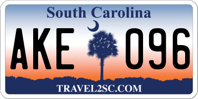 SC license plate AKE096