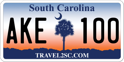 SC license plate AKE100