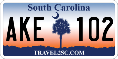 SC license plate AKE102