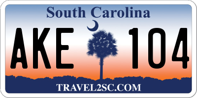 SC license plate AKE104