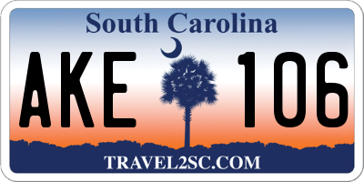 SC license plate AKE106